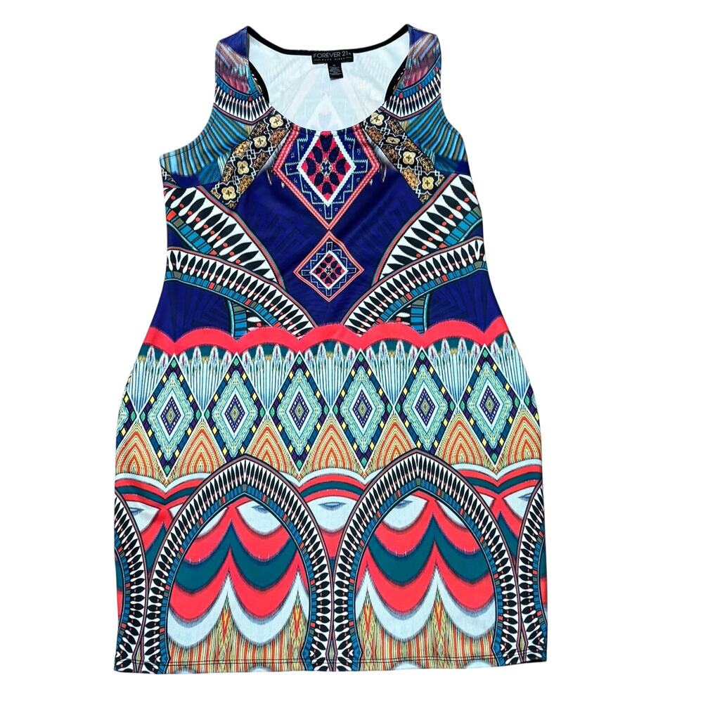 Forever 21 Women's Plus 1X Sleeveless Tank Dress Knee Length Multi Pattern+Color